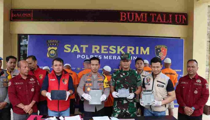 Komitmen Kapolres Merangin Dalam Memberantas PETI, Sebanyak 8 Tersangka Diamankan dan 1 Unit Alat Berat Disita